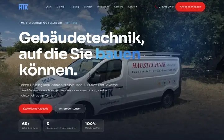 Marketing Juwel GmbH - Website mit Karriereseite für einen Haustechnik-Meisterbetrieb